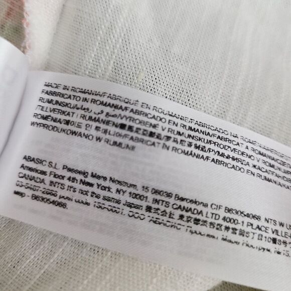 NEW Desigual blouse S Cream Pink Floral Linen Blend Buttoned Short Sleeve Top - Picture 11 of 11